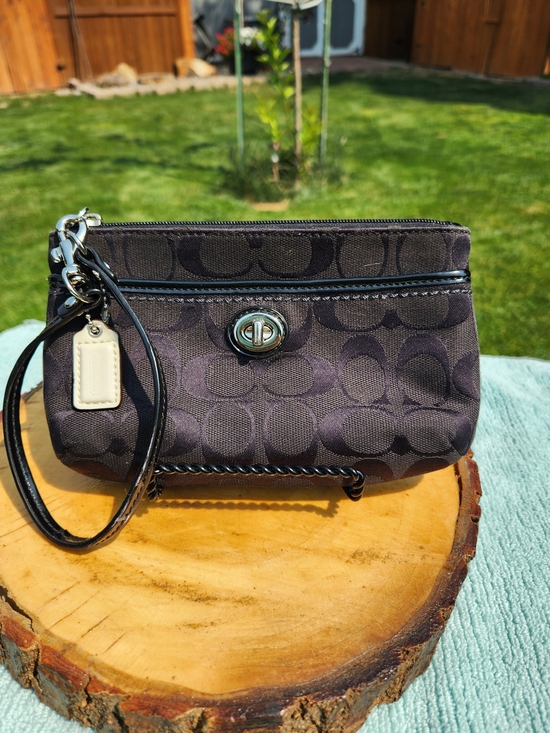 Coach Handbags - Coach Signature Canvas Wristlet With A Turnlock